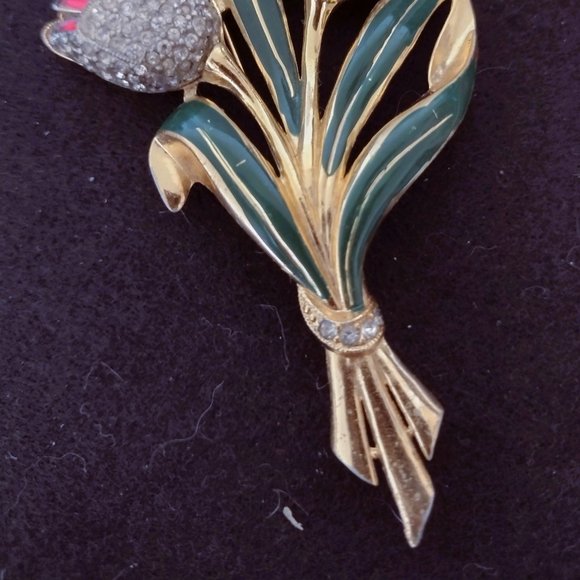 GORGEOUS Double Tulip Unsigned Vintage Coro "Trembler" Brooch - Picture 2 of 2